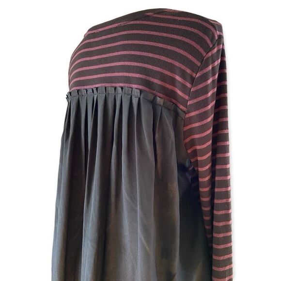 Heather by Bordeaux Pleated Back Striped Long Sleeve Loose Fit Top S - Picture 5 of 7